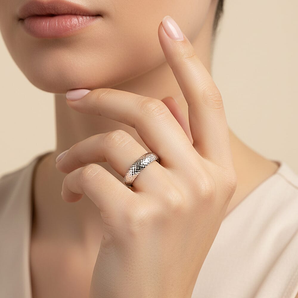 Royal Bali Collection- Diamond-Cut Wedding Band Ring in 9K White Gold 7615318 6