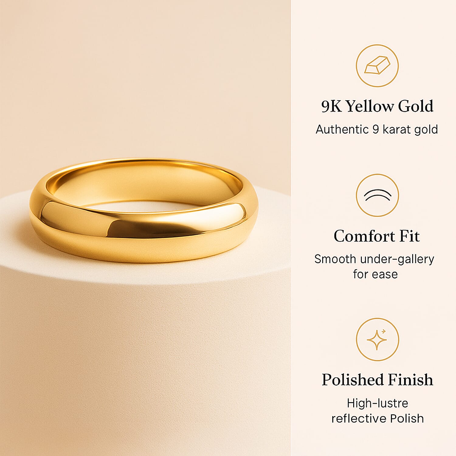 9K Yellow Gold Wedding Band Ring 7615927 1