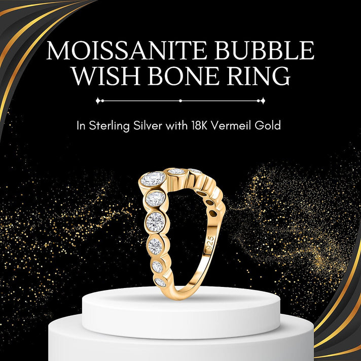 Moissanite Wishbone Ring in 18K Yellow Gold Vermeil Sterling Silver 7623890 2