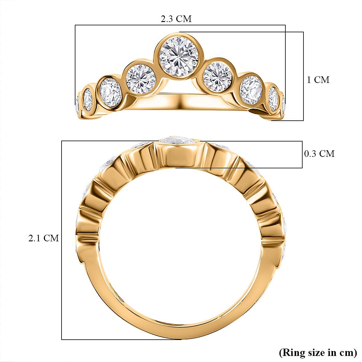 Moissanite Wishbone Ring in 18K Yellow Gold Vermeil Sterling Silver 7623890 7