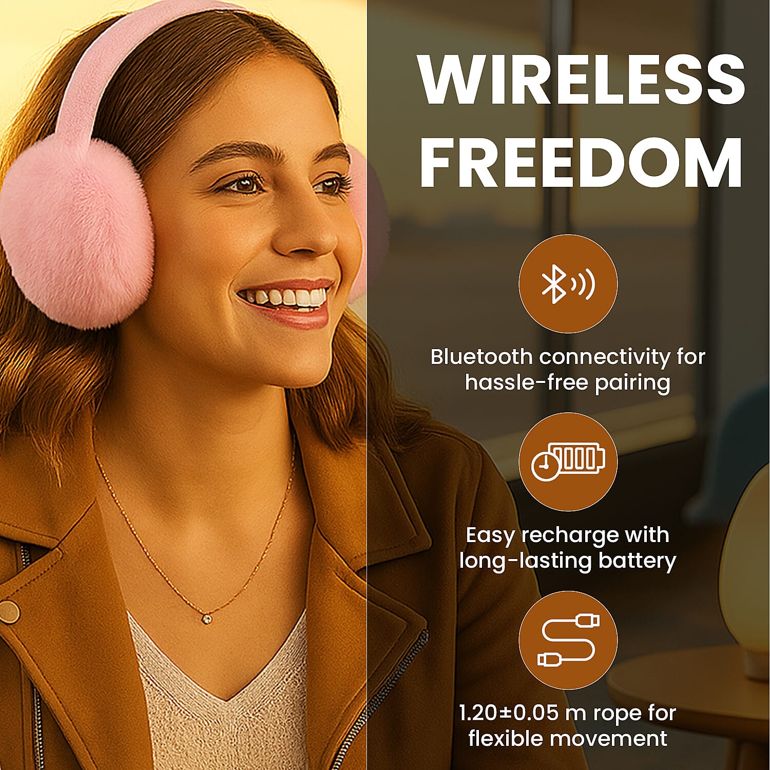 Plush Bluetooth Cushioned Headphone - Pink 7625613 4