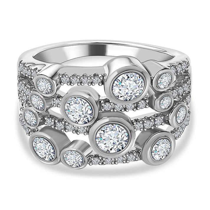 Designer Inspired 1.24 Ct. Moissanite Bubble Ring in Platinum Overlay Sterling Silver 7646368 1