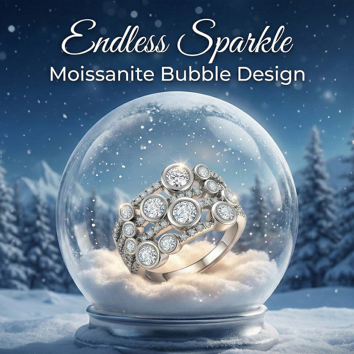 Designer Inspired 1.24 Ct. Moissanite Bubble Ring in Platinum Overlay Sterling Silver 7646375 5