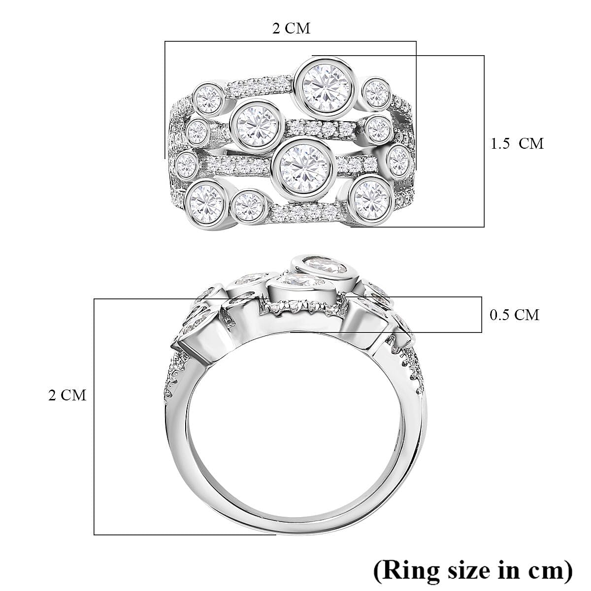 Designer Inspired 1.24 Ct. Moissanite Bubble Ring in Platinum Overlay Sterling Silver 7646375 8
