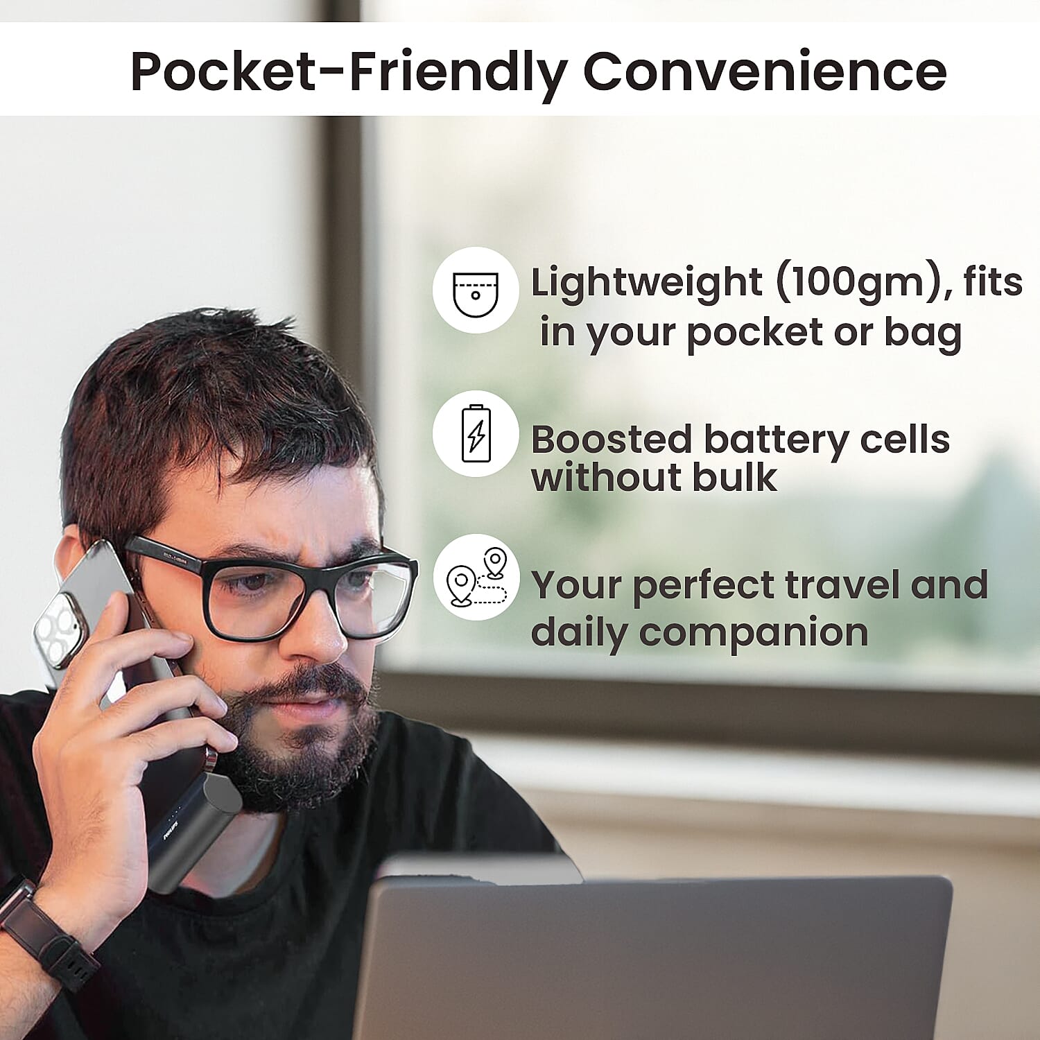 Philips 2500mAh Mini Power Bank with USB-C for AirPods, iOS and Android Devices 7693924 3