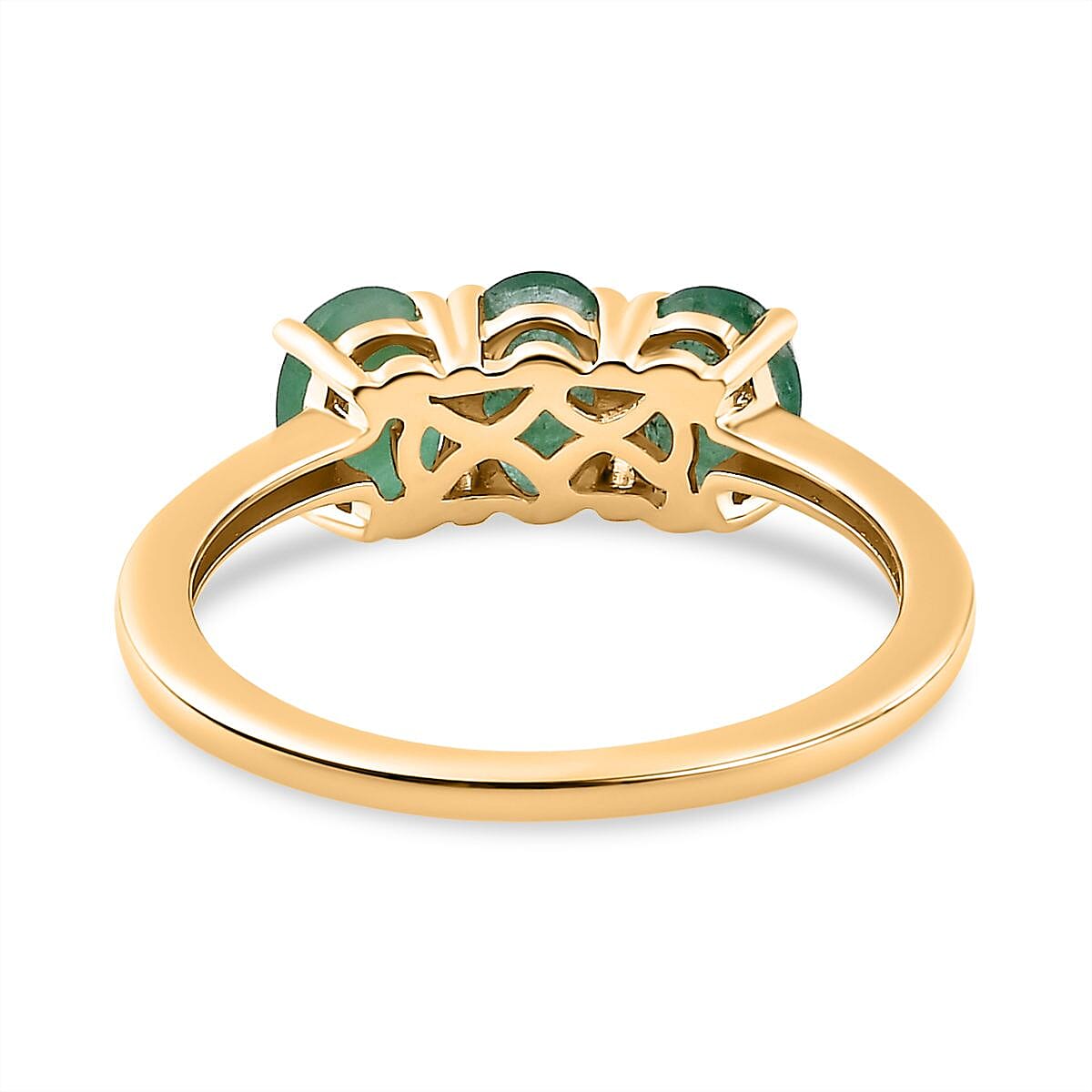 Socoto Emerald 3 Stone Ring in 18K Vermeil Yellow Gold Over Sterling Silver 7706529 5