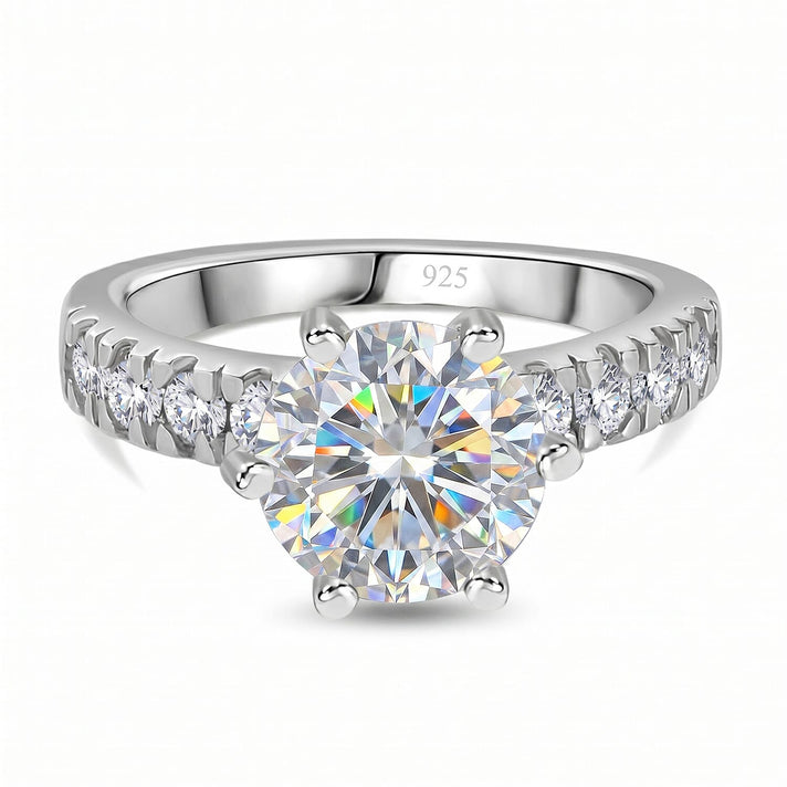 Moissanite (120 Facets) Ring in Platinum Overlay Sterling Silver 3.00 Ct. 7715852 1
