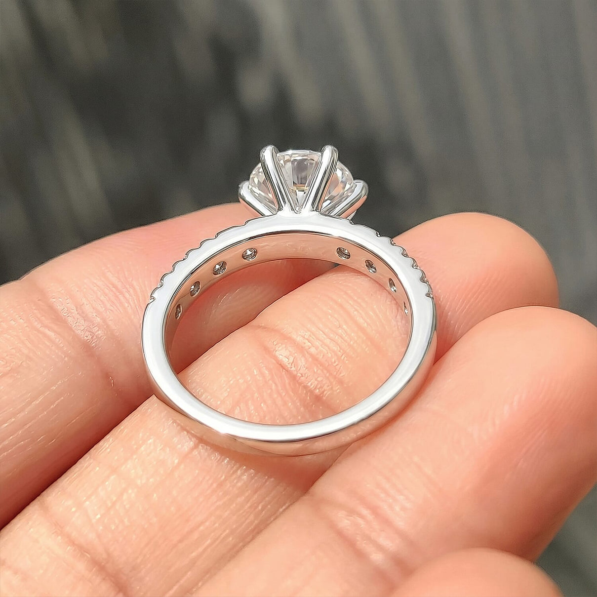 Moissanite (120 Facets) Ring in Platinum Overlay Sterling Silver 3.00 Ct. 7715852 4