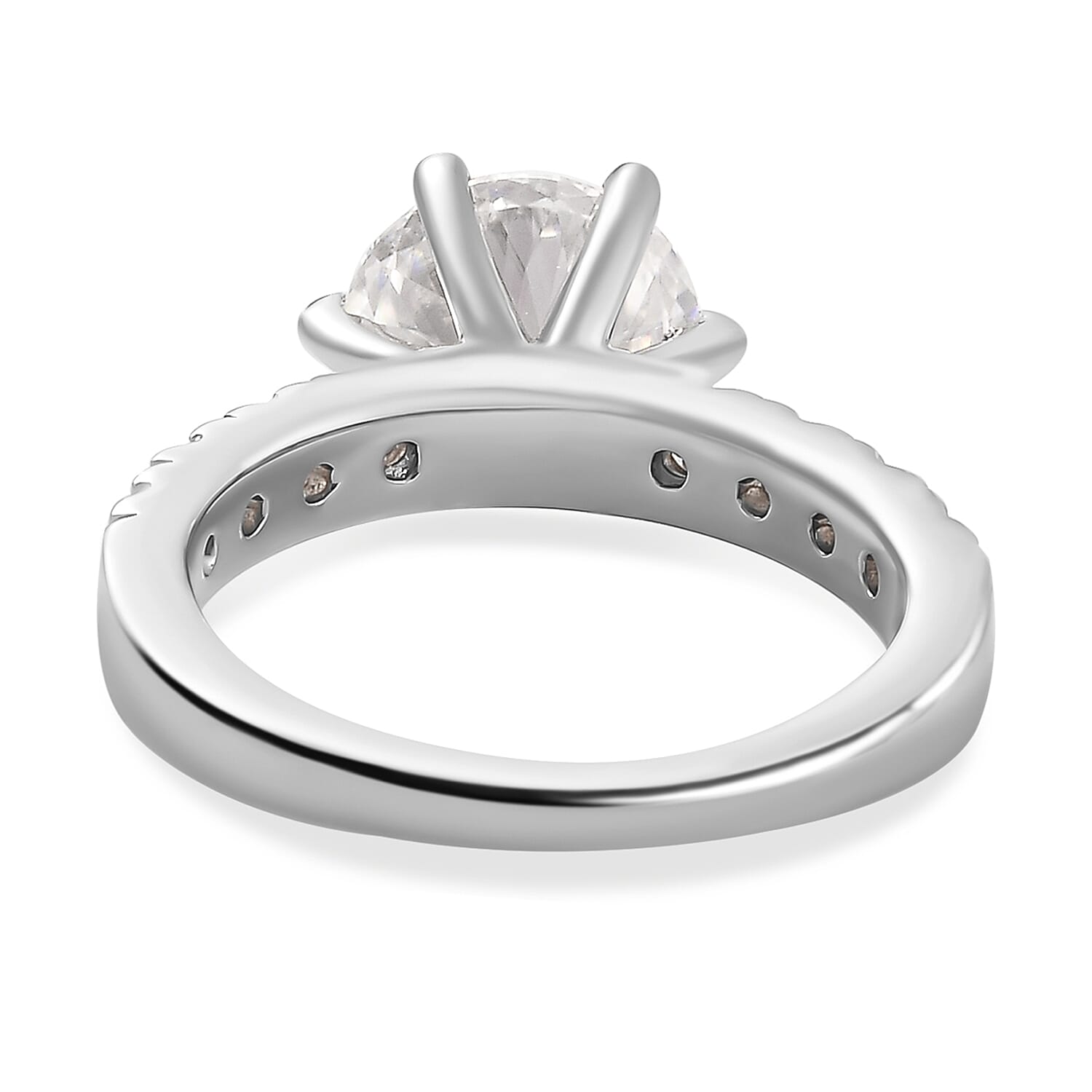 Moissanite (120 Facets) Ring in Platinum Overlay Sterling Silver 3.00 Ct. 7715852 7