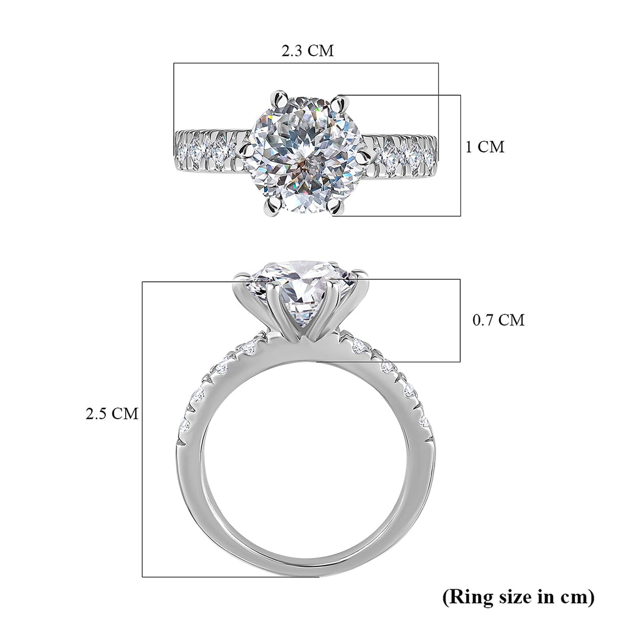 Moissanite (120 Facets) Ring in Platinum Overlay Sterling Silver 3.00 Ct. 7715852 9