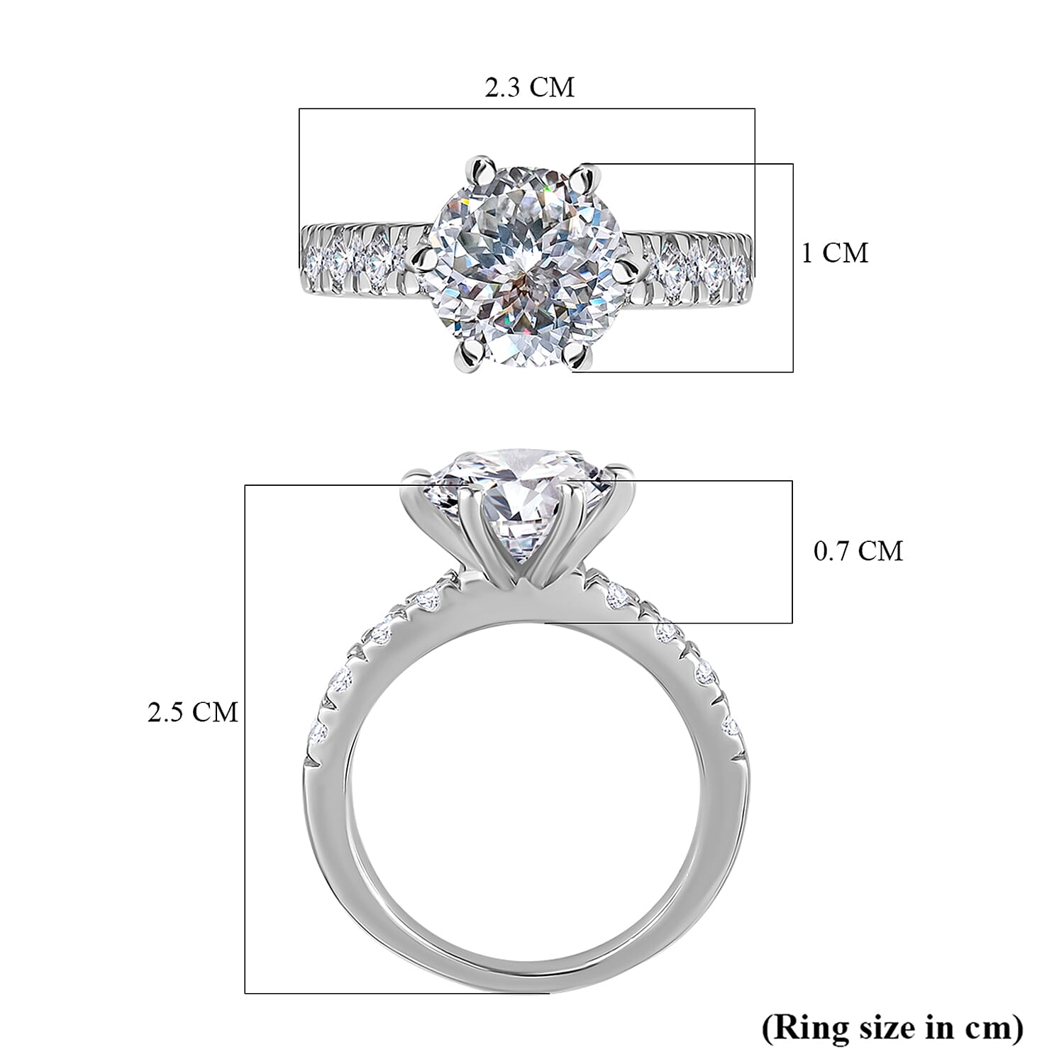 Moissanite (120 Facets) Ring in Platinum Overlay Sterling Silver 3.00 Ct. 7715852 9