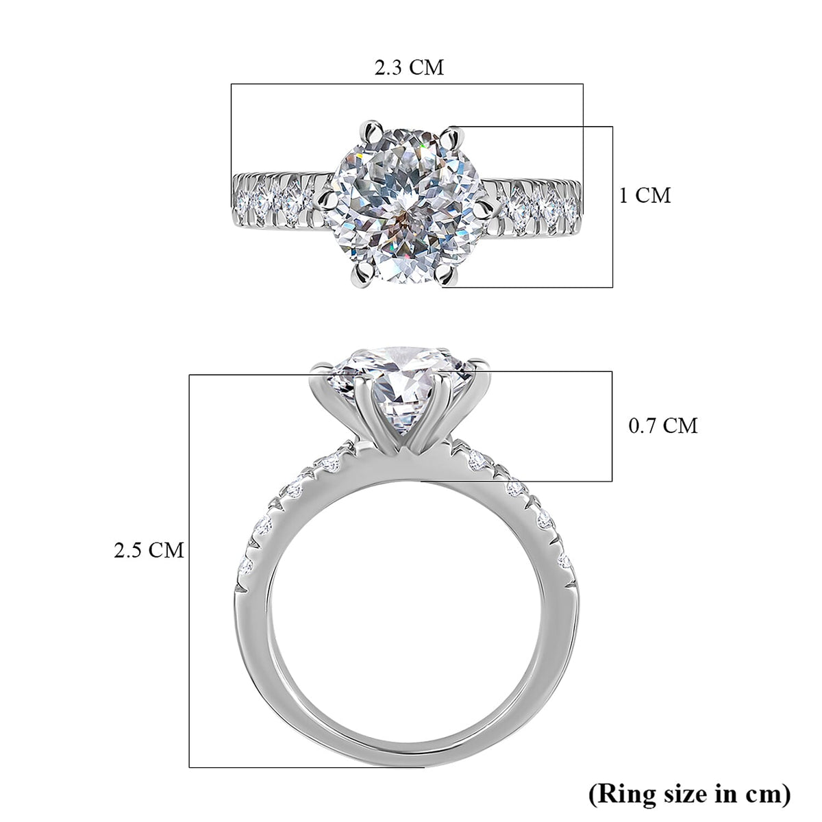 Moissanite (120 Facets) Ring in Platinum Overlay Sterling Silver 3.00 Ct. 7715854 9