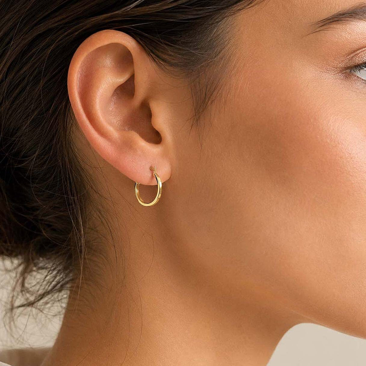 9K Yellow Gold 1.9MM Full Hoop Earrings with Clasp 7723008 1