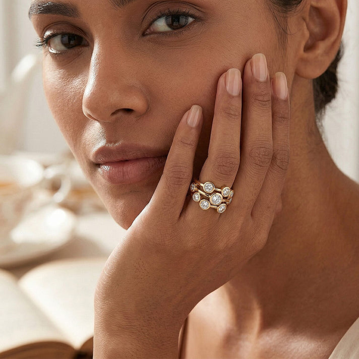 1.5 Ct. Moissanite Cluster Ring in 18K Yellow Gold Vermeil Sterling Silver 7724366 2