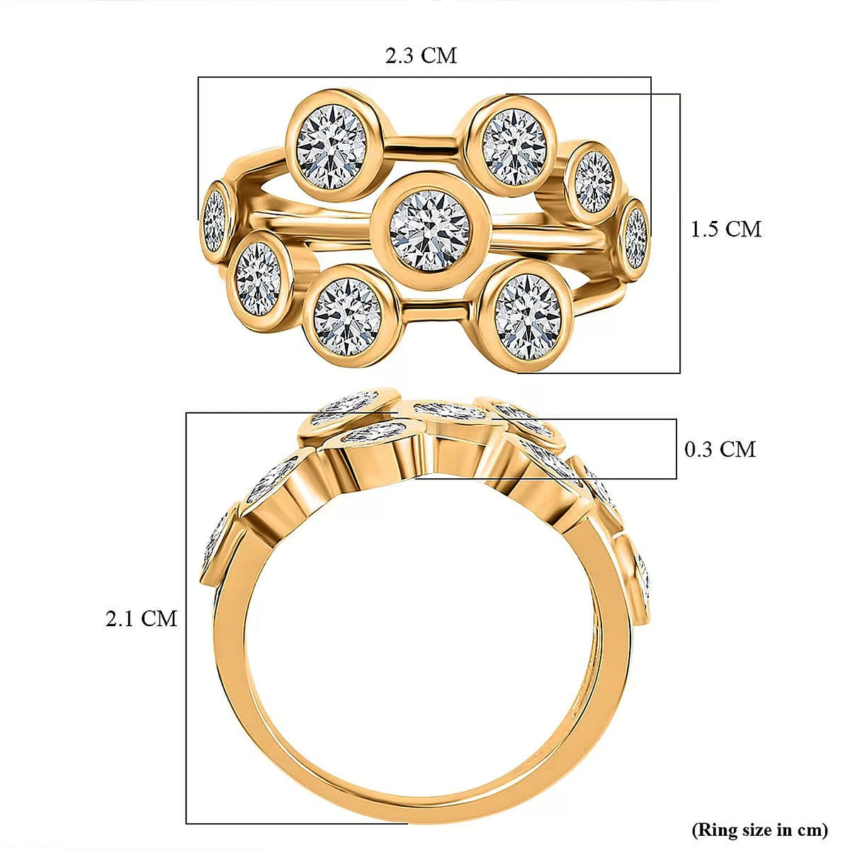1.5 Ct. Moissanite Cluster Ring in 18K Yellow Gold Vermeil Sterling Silver 7724366 6