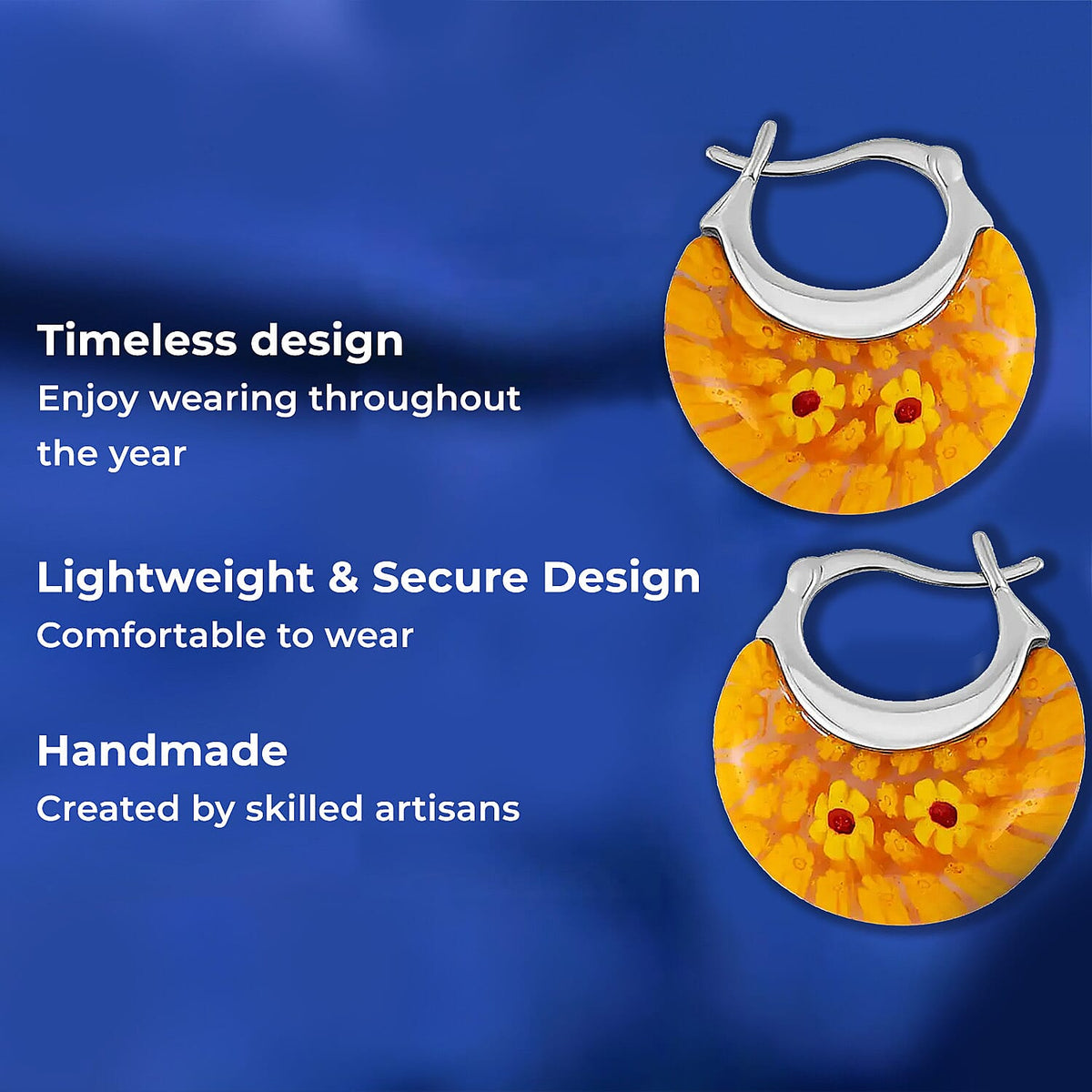Yellow Colour Murano Style Basket Earrings in Stainless Steel V32513901 3