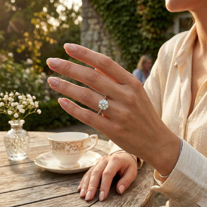Moissanite Solitaire Ring in Platinum Overlay Sterling Silver 7761583 2