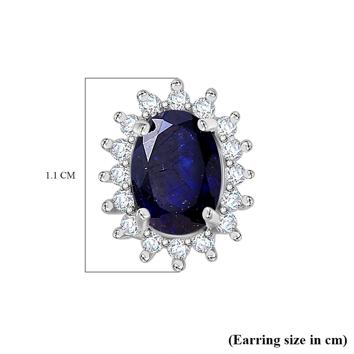 Masoala Sapphire and Natural Zircon Halo Stud Earrings in Platinum Overlay Sterling Silver 7771104 5