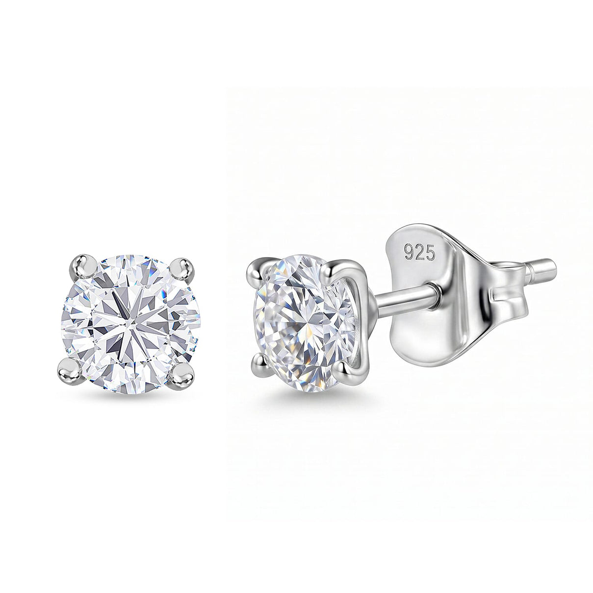 Moissanite Solitaire Stud Earrings in Rhodium Overlay Sterling Silver 7797785 0