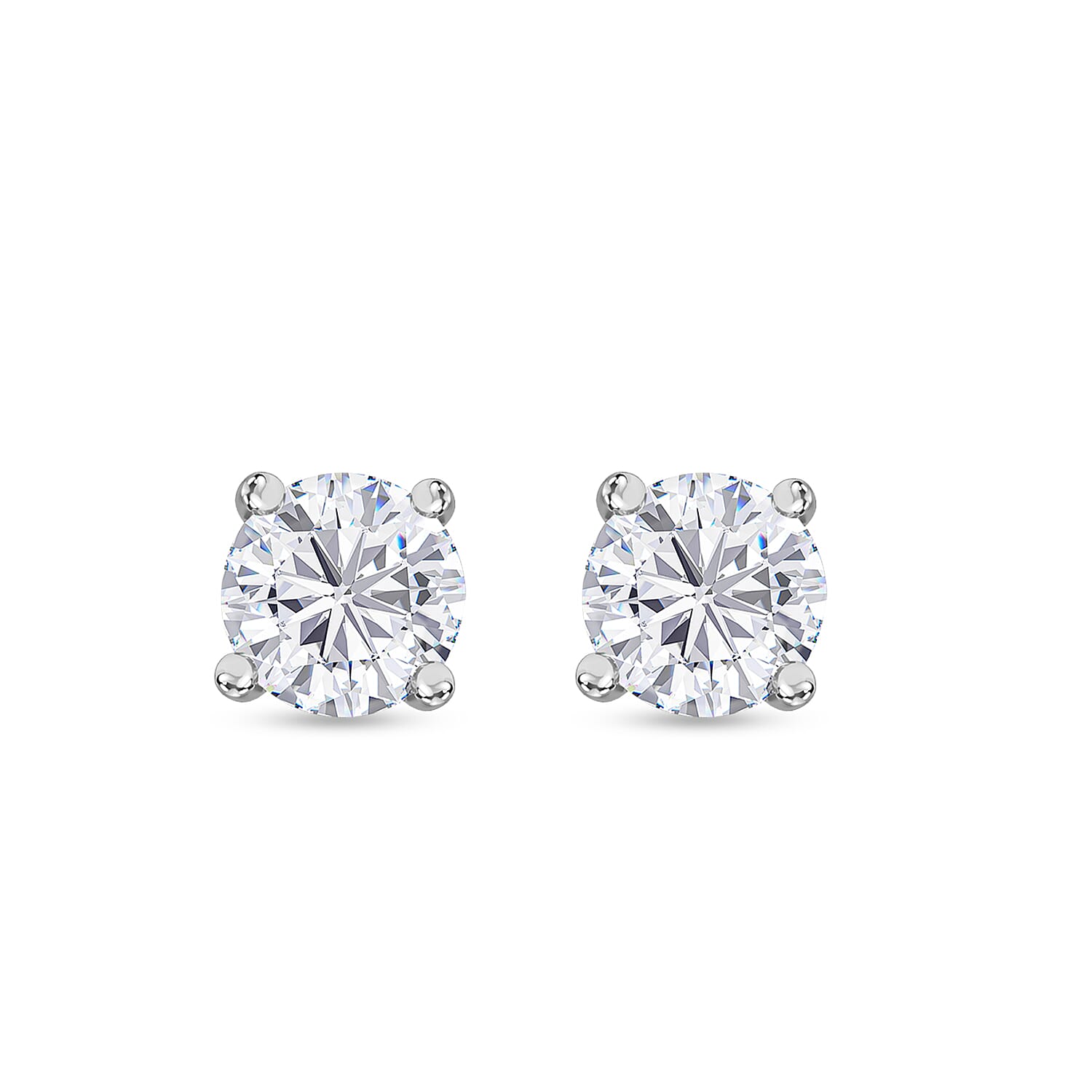 Moissanite Solitaire Stud Earrings in Rhodium Overlay Sterling Silver 7797785 4