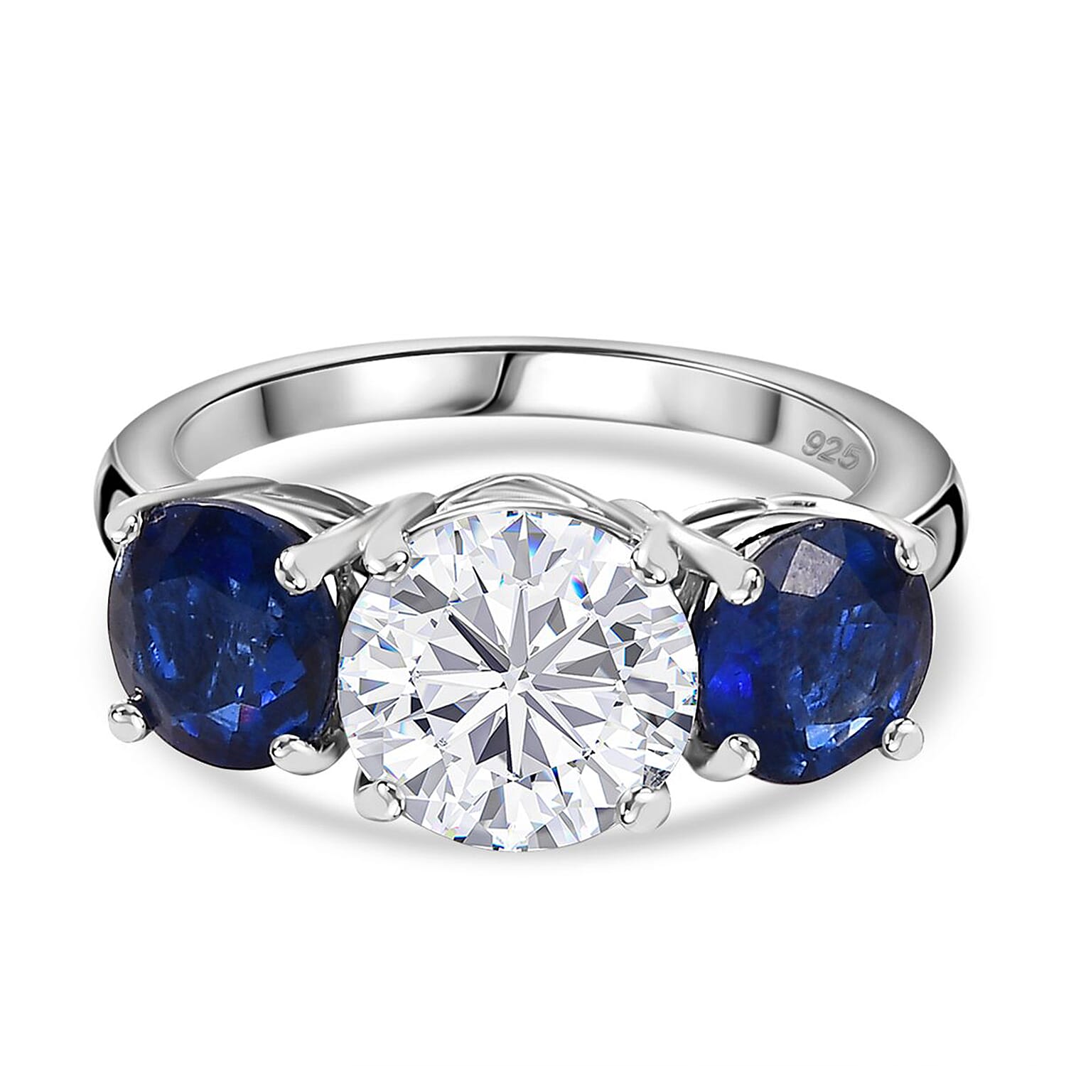 Moissanite, Glacier Kyanite Ring in Platinum Overlay Sterling Silver 4.15 Ct. V32524857 0