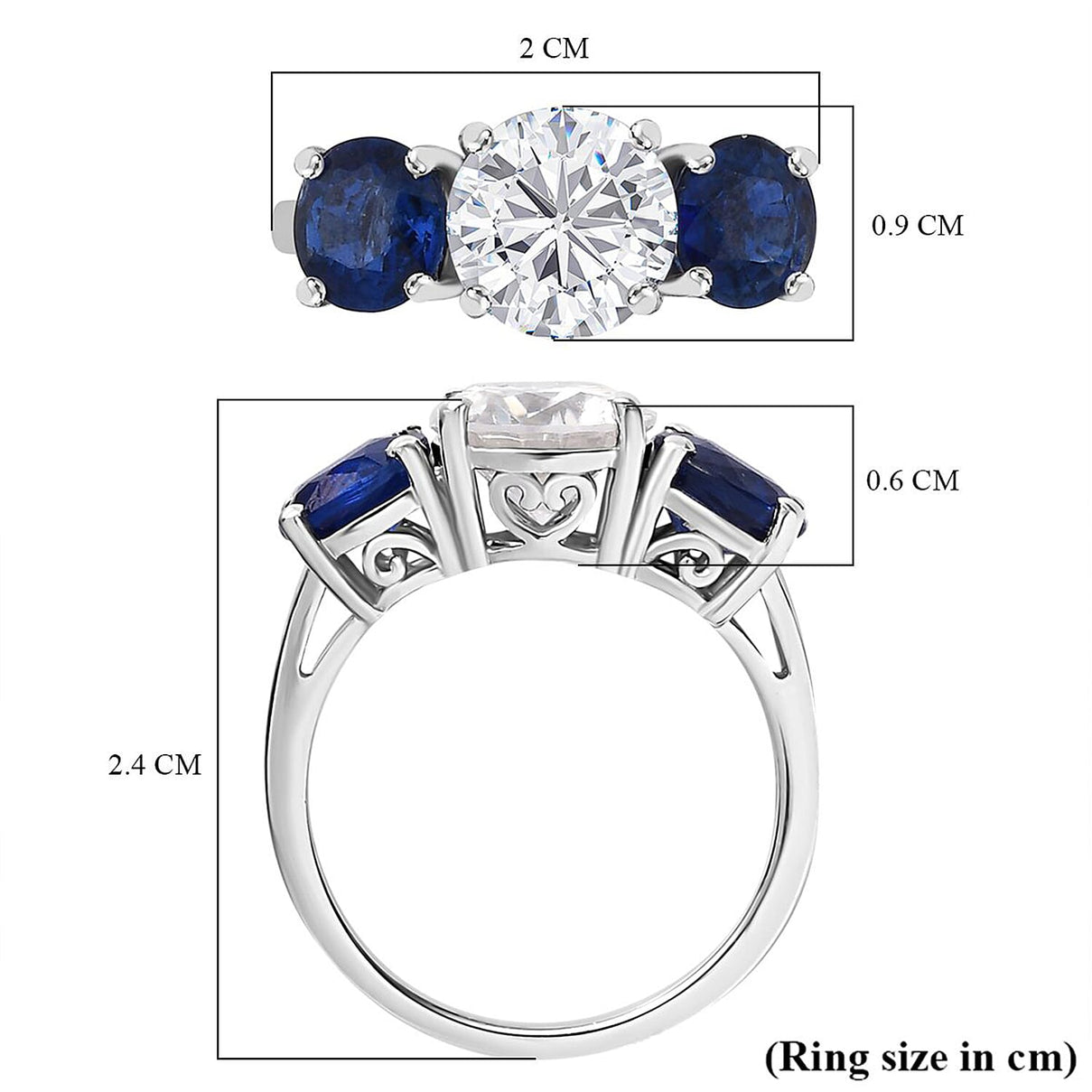 Moissanite, Glacier Kyanite Ring in Platinum Overlay Sterling Silver 4.15 Ct. V32524857 7