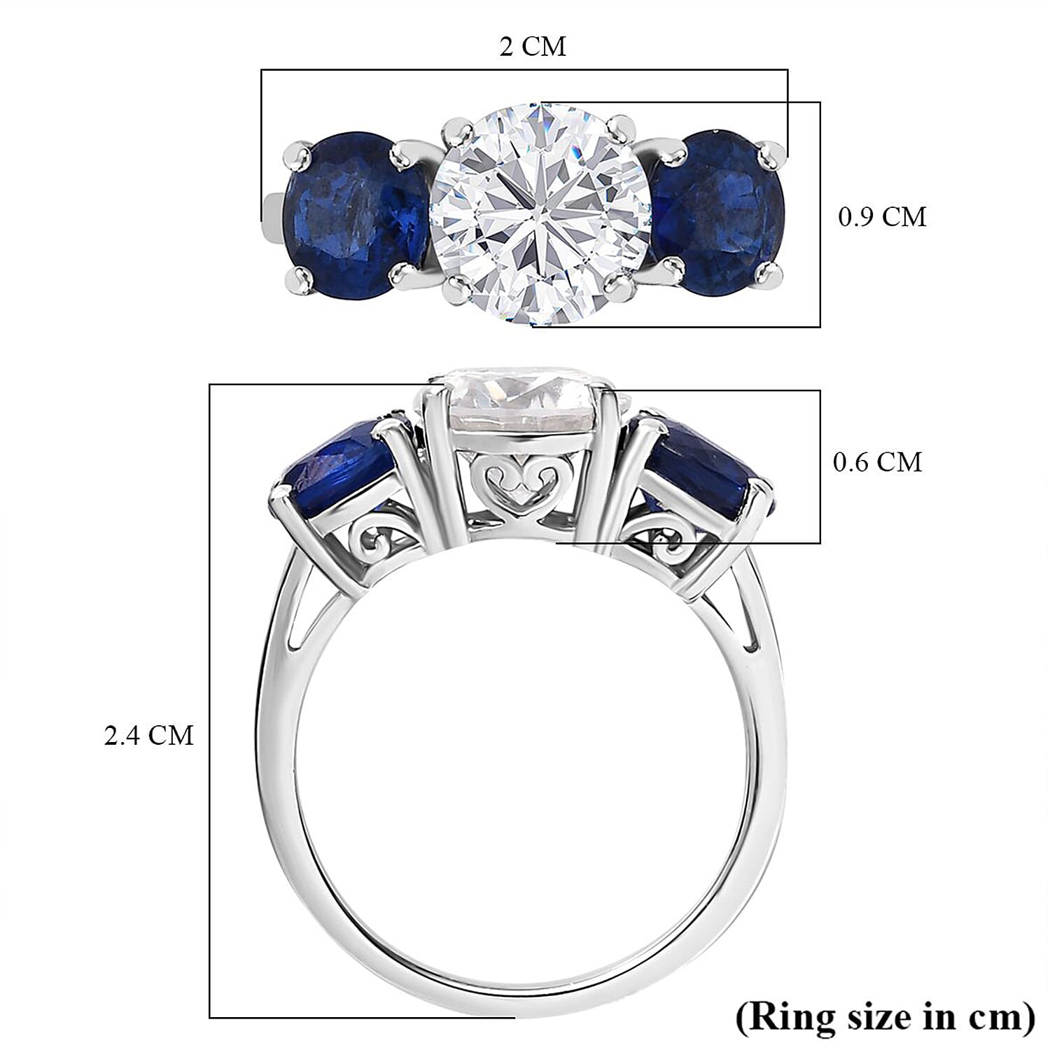 Moissanite, Glacier Kyanite Ring in Platinum Overlay Sterling Silver 4.15 Ct. V32524857 7