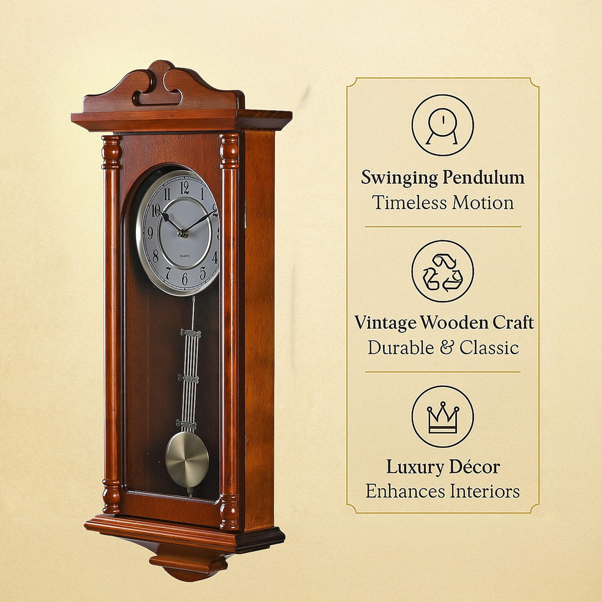 Vintage Pendulum Wooden Wall Clock 7815069 3