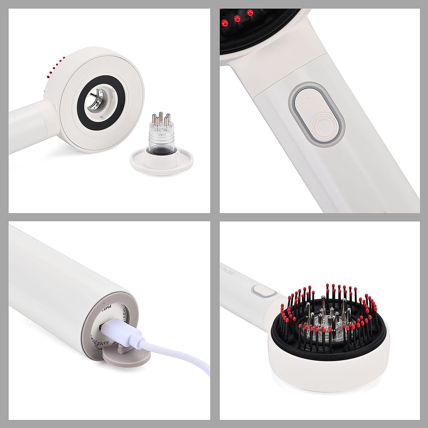 Beautech EMS Scalp Massaging Hair Brush with Red Light Therapy - White 7816642 9