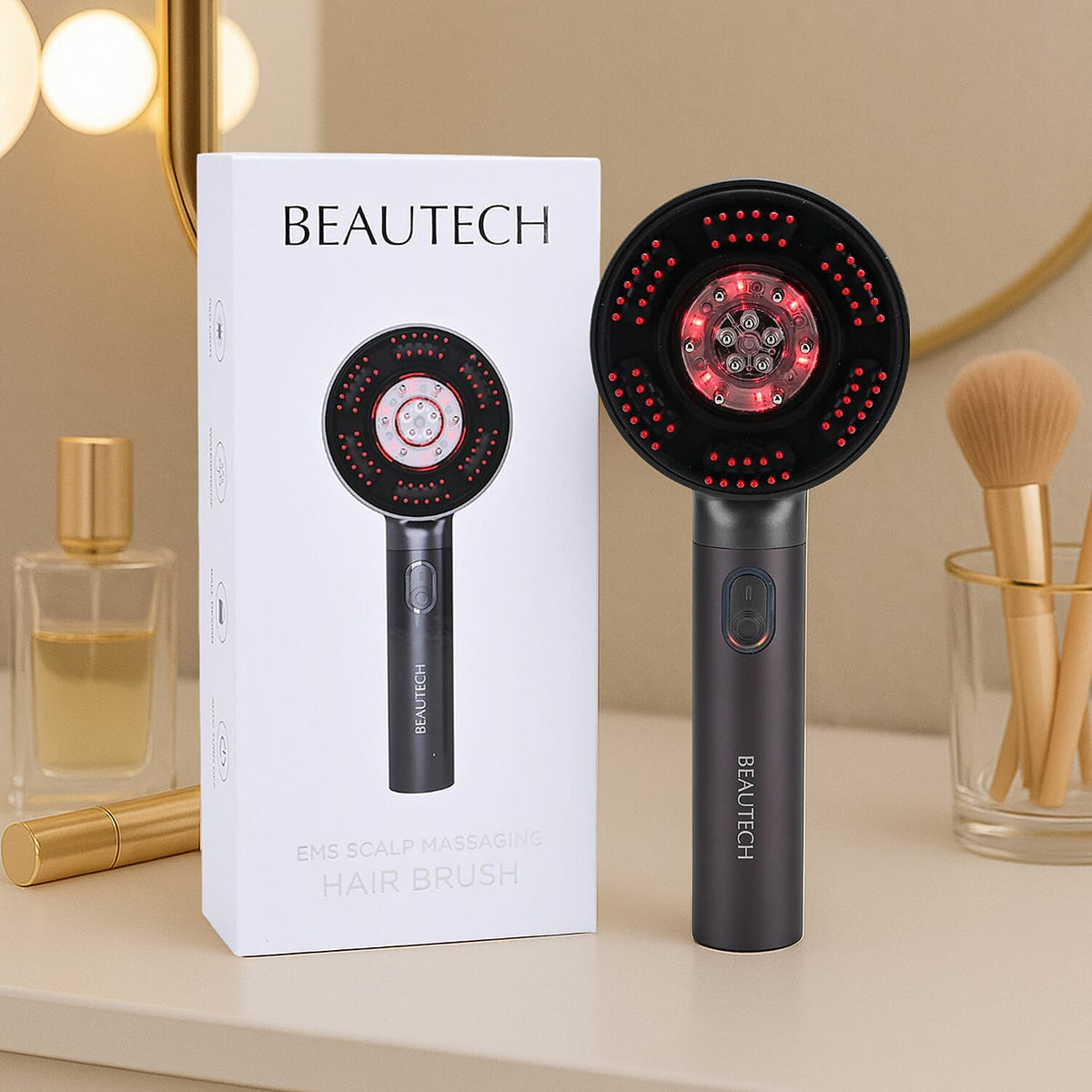 Beautech - EMS Scalp Massaging Hair Brush with Red Light Therapy - Grey 7816644 2