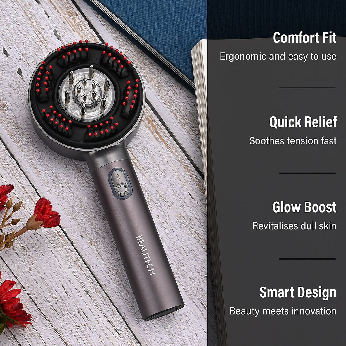 Beautech - EMS Scalp Massaging Hair Brush with Red Light Therapy - Grey 7816644 5