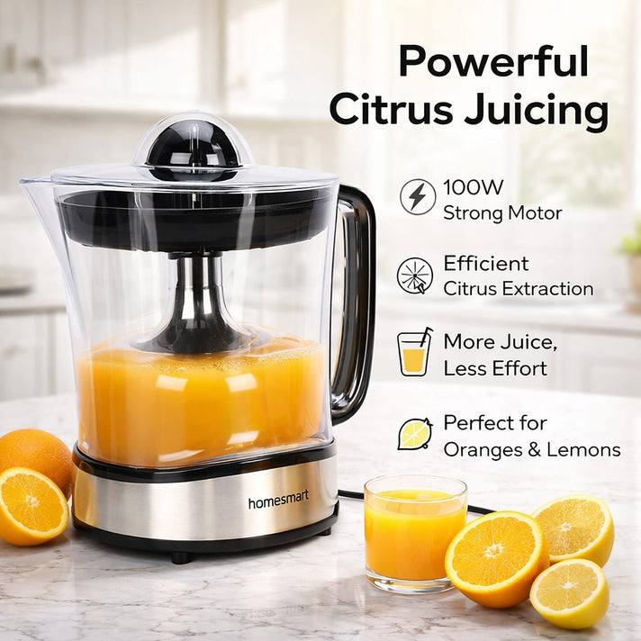 Homesmart 100W Electric Citrus Juicer â€“ Stainless Steel - 2 Squeezers, Pulp Filter, Large Jug, Anti Slip Feet 7832077 2