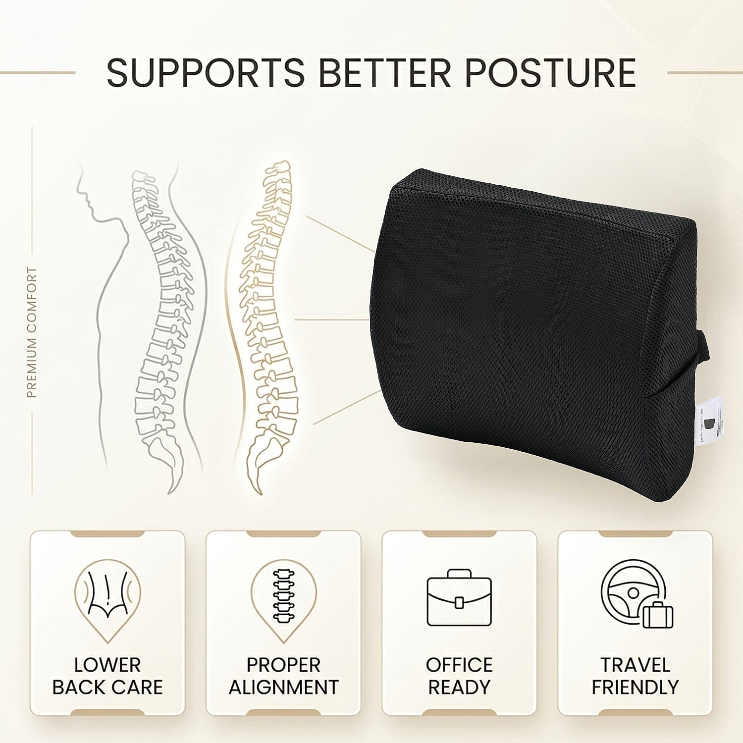Lumbar Support Cushion For Chair with High-Density Memory Foam 7832122 2