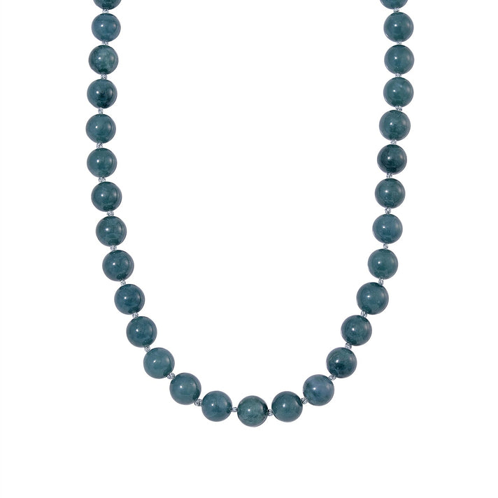 Guatemala Natural Type A Olmec Jadeite Jade Necklace with Magnetic Clasp (Size 20) in Rhodium Overlay Sterling Silver 545 Ct. 7842169 1