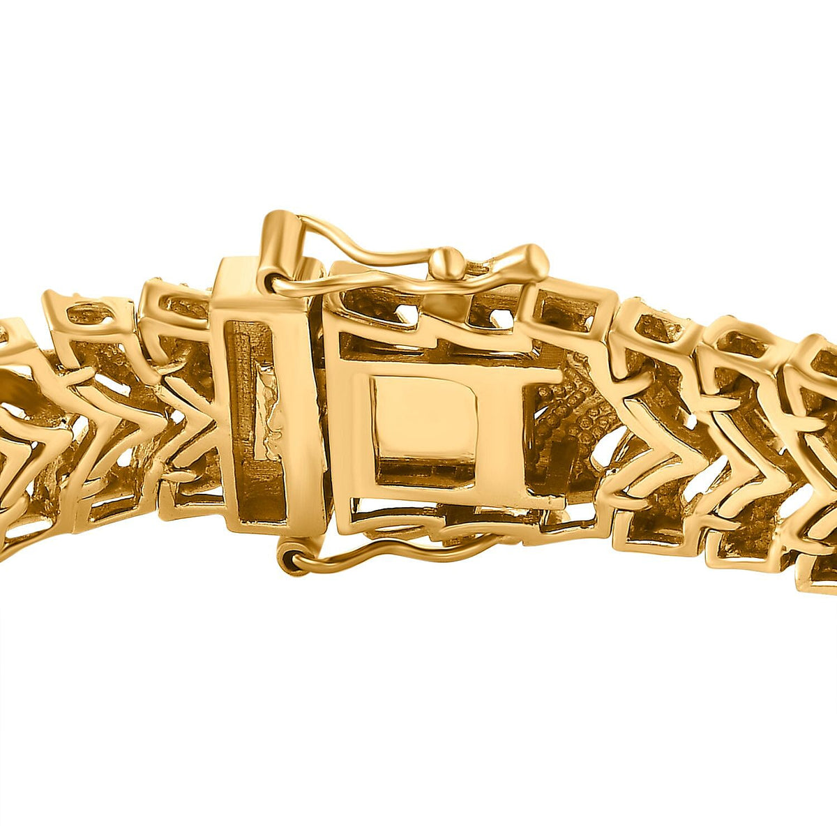 EverTrue Chevron De Lis Natural White Diamond Yellow Gold &amp; Silver Plating Bracelet (Size - 7.5) With GB Lock Box 7845910 4