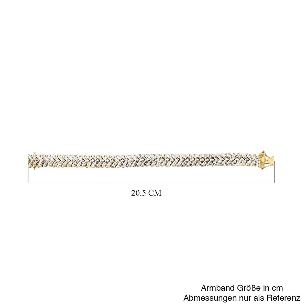 EverTrue Chevron De Lis Natural White Diamond Yellow Gold &amp; Silver Plating Bracelet (Size - 7.5) With GB Lock Box 7845910 5