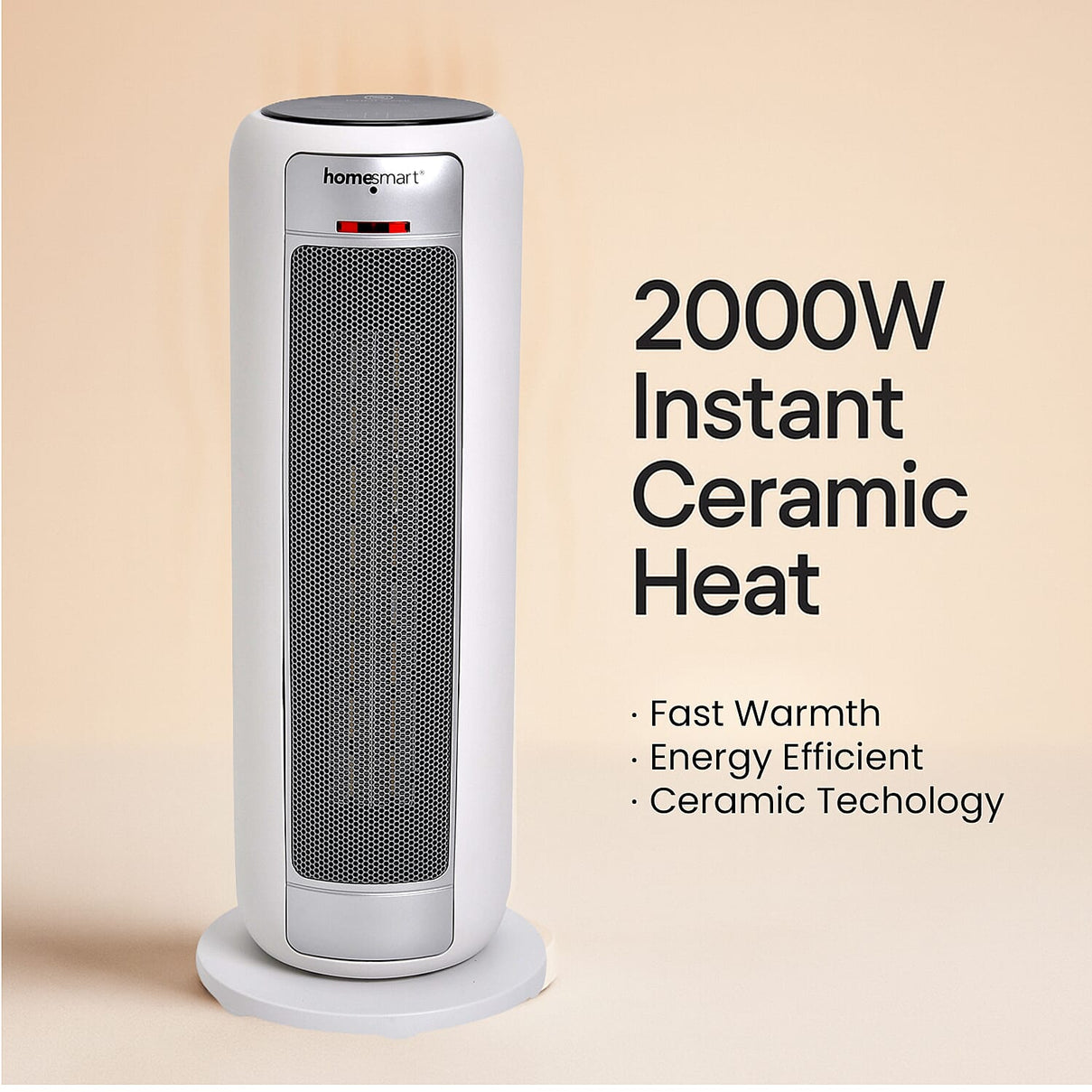 PTC- 2 in 1 Digital Ceramic Tower Heater Fan for all Seasons (2000W) - Oscillating, 9h Timer &amp; Remote Control - White 7850386 2