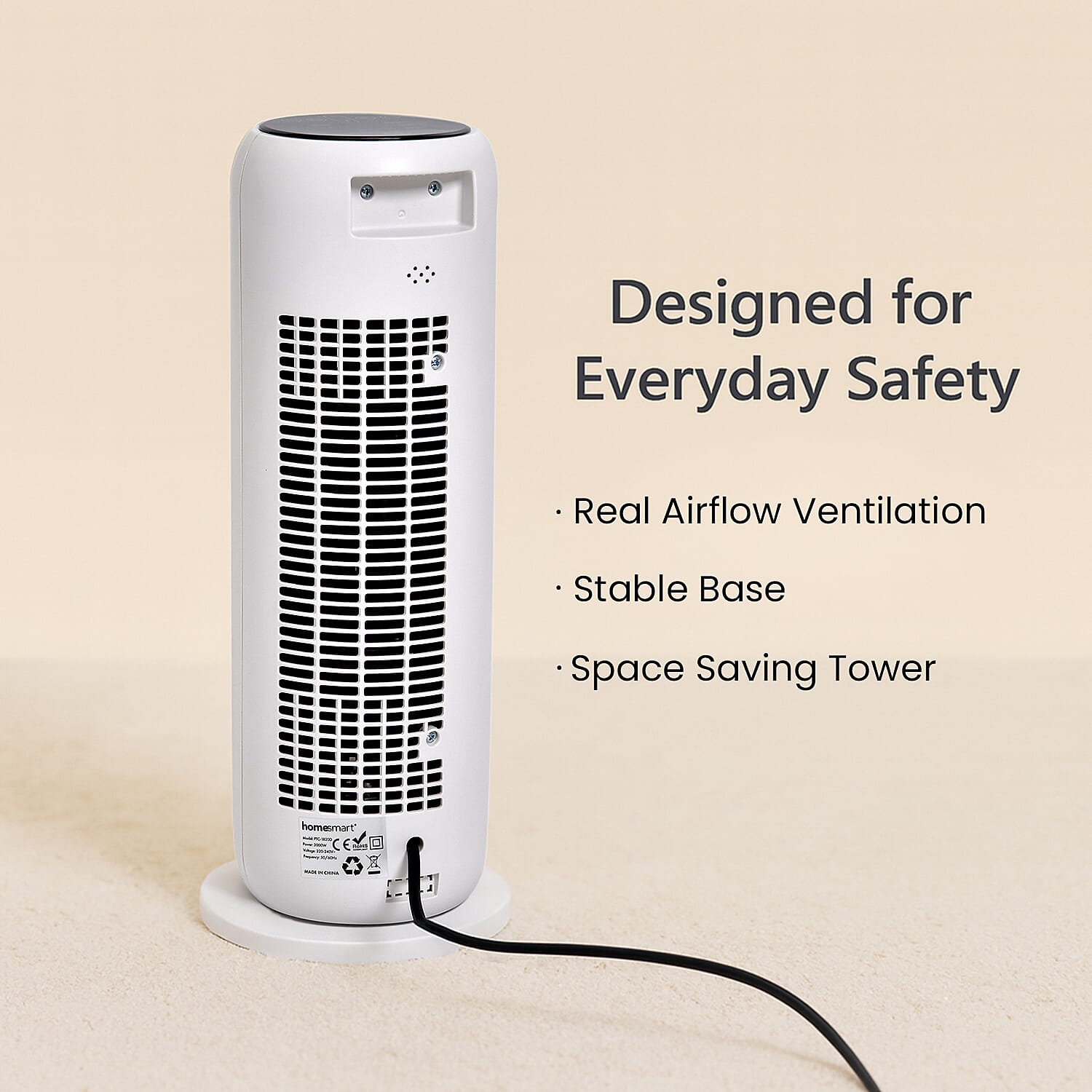 PTC- 2 in 1 Digital Ceramic Tower Heater Fan for all Seasons (2000W) - Oscillating, 9h Timer &amp; Remote Control - White 7850386 5