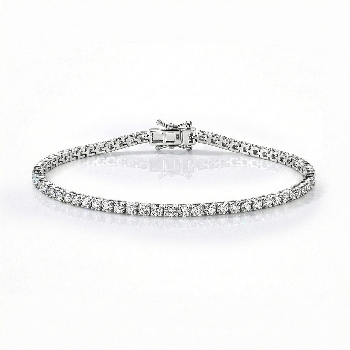 D'Joy 5 Ct. Moissanite Eternal Sparkle Tennis Bracelet with GB Box Clasp in Rhodium Overlay Sterling Silver 7.5 Inch 7857274 0