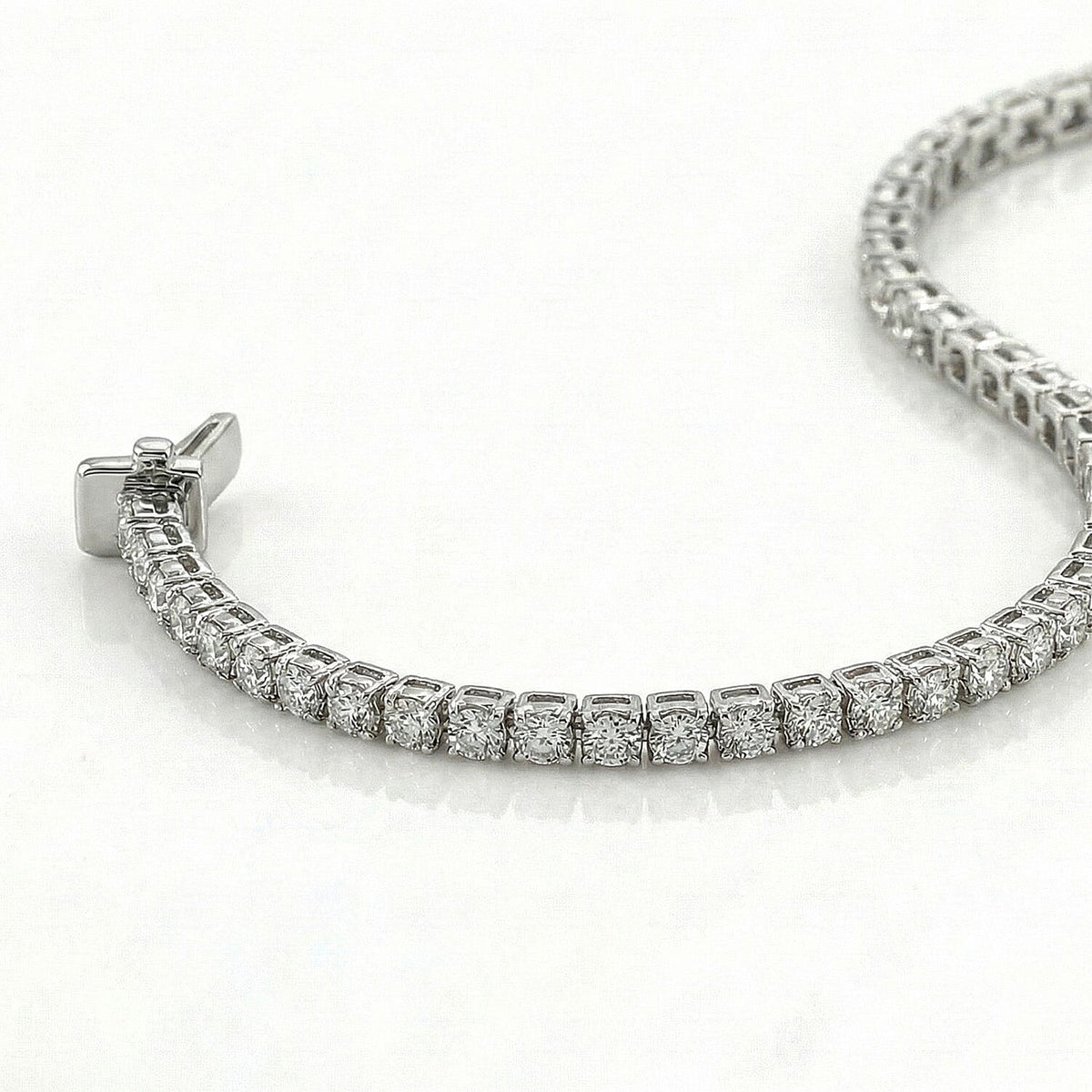 D'Joy 5 Ct. Moissanite Eternal Sparkle Tennis Bracelet with GB Box Clasp in Rhodium Overlay Sterling Silver 7.5 Inch 7857274 3