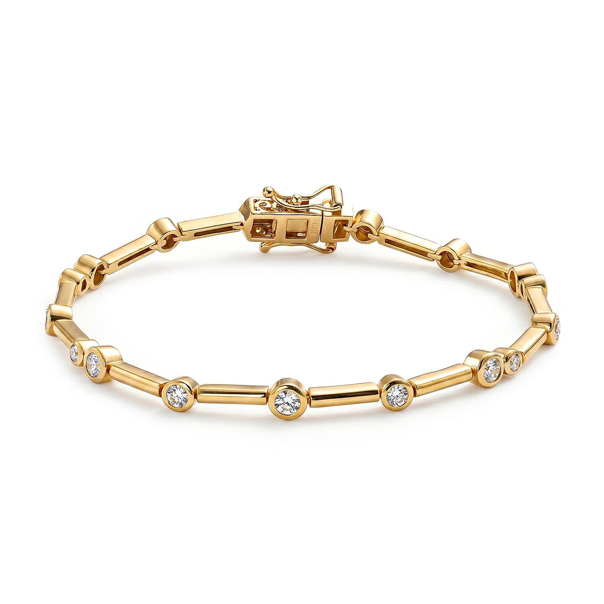 EverTrue Natural White Diamond Bubble Station Bracelet with GB Lock Box in Yellow Gold Plating 7.5 Inch 7863839 0