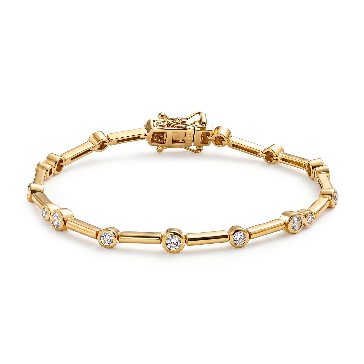 EverTrue Natural White Diamond Bubble Station Bracelet with GB Lock Box in Yellow Gold Plating 7.5 Inch 7863839 0