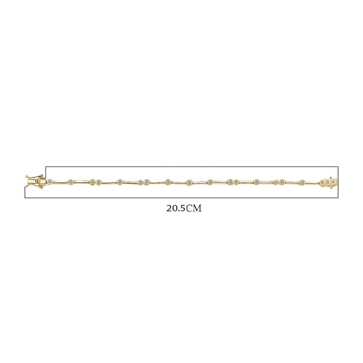 EverTrue Natural White Diamond Bubble Station Bracelet with GB Lock Box in Yellow Gold Plating 7.5 Inch 7863839 7