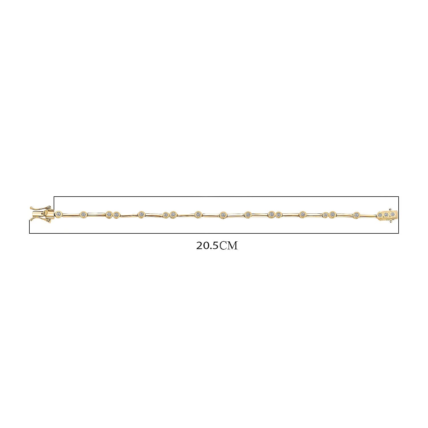 EverTrue Natural White Diamond Bubble Station Bracelet with GB Lock Box in Yellow Gold Plating 7.5 Inch 7863839 7