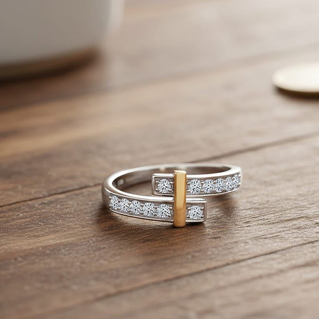 LUXURIANT Lab Grown Diamond  Bypass Ring in Sterling Silver 7933679 2
