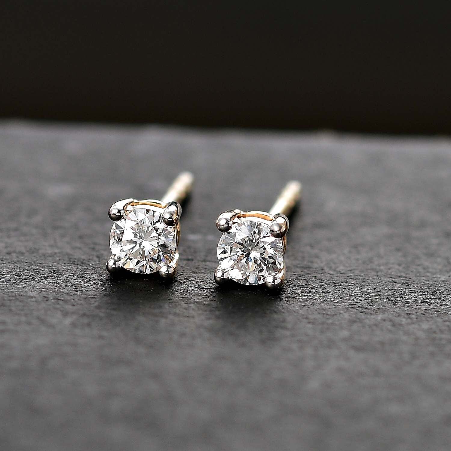 LUXURIANT Lab Grown Diamond Solitaire Stud Earrings in 9K Yellow Gold, SGL Certified 7963812 2