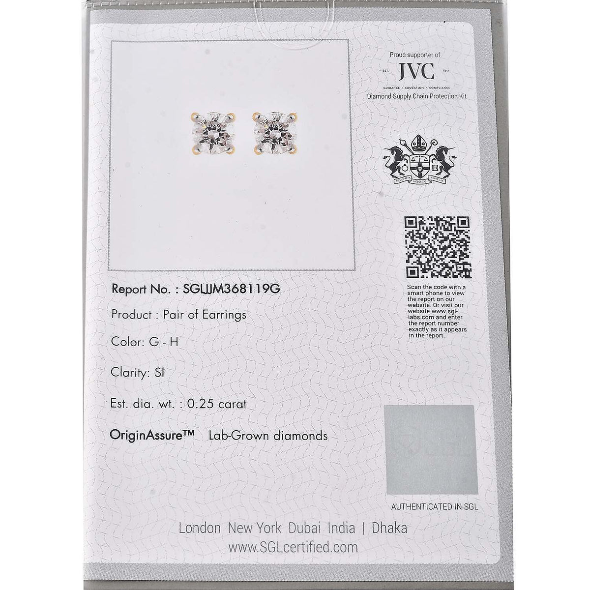 LUXURIANT Lab Grown Diamond Solitaire Stud Earrings in 9K Yellow Gold, SGL Certified 7963812 7