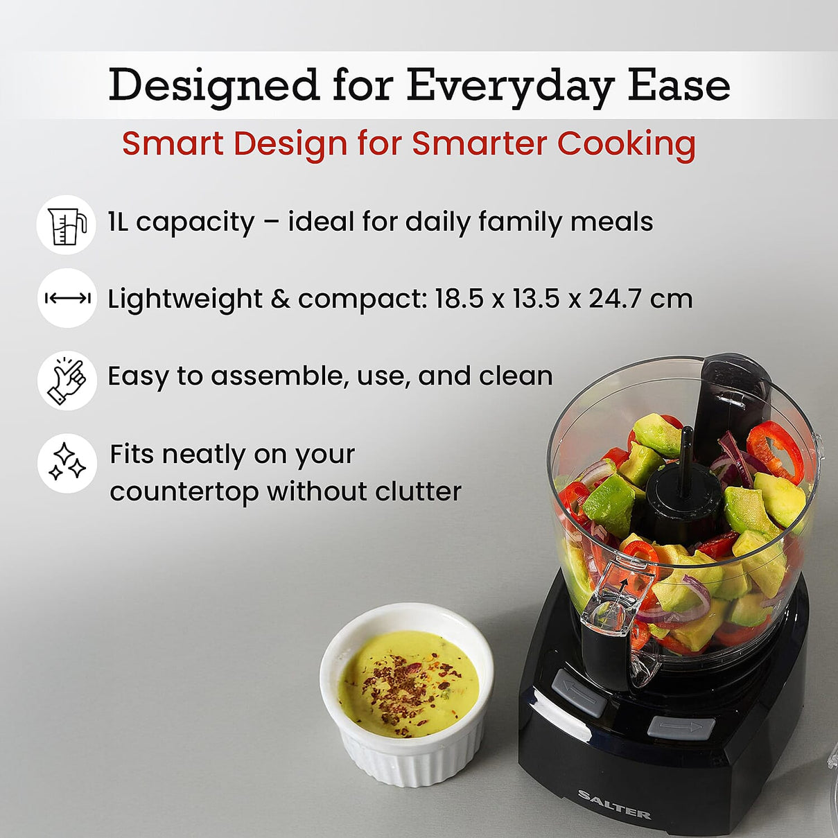 Salter Mini Food Processor Chopper 8-in-1 Cookware Set 7967062 3