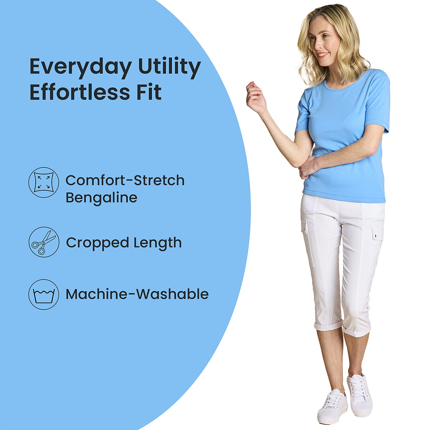 Emreco Combat Style Bengaline Stretch Utility Crop Trouser (Size - 18) - White 7973326 1