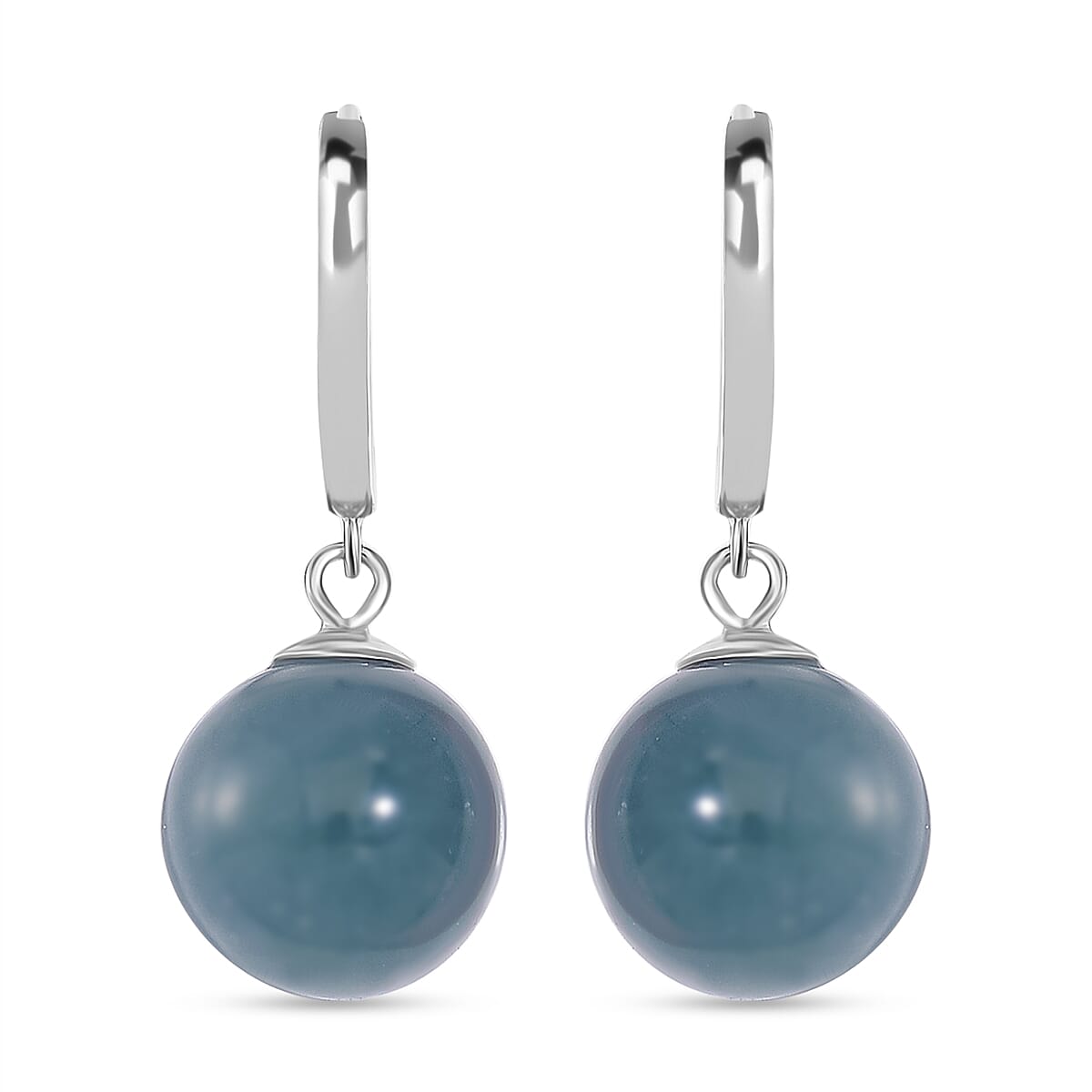 Natural Type A Olmec Jadeite Drop Earrings in Rhodium Overlay Sterling Silver V32620229 0
